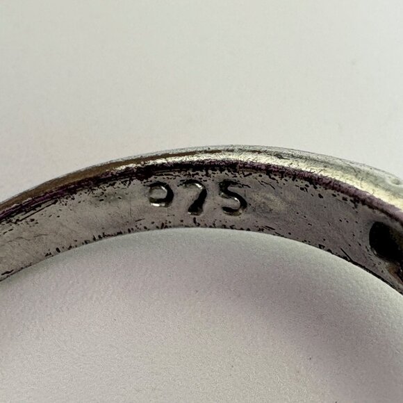 VTG Sterling Silver 925 Cubic Zirconia Fancy Border Prong Set Ring Size 8.25 - Picture 10 of 14
